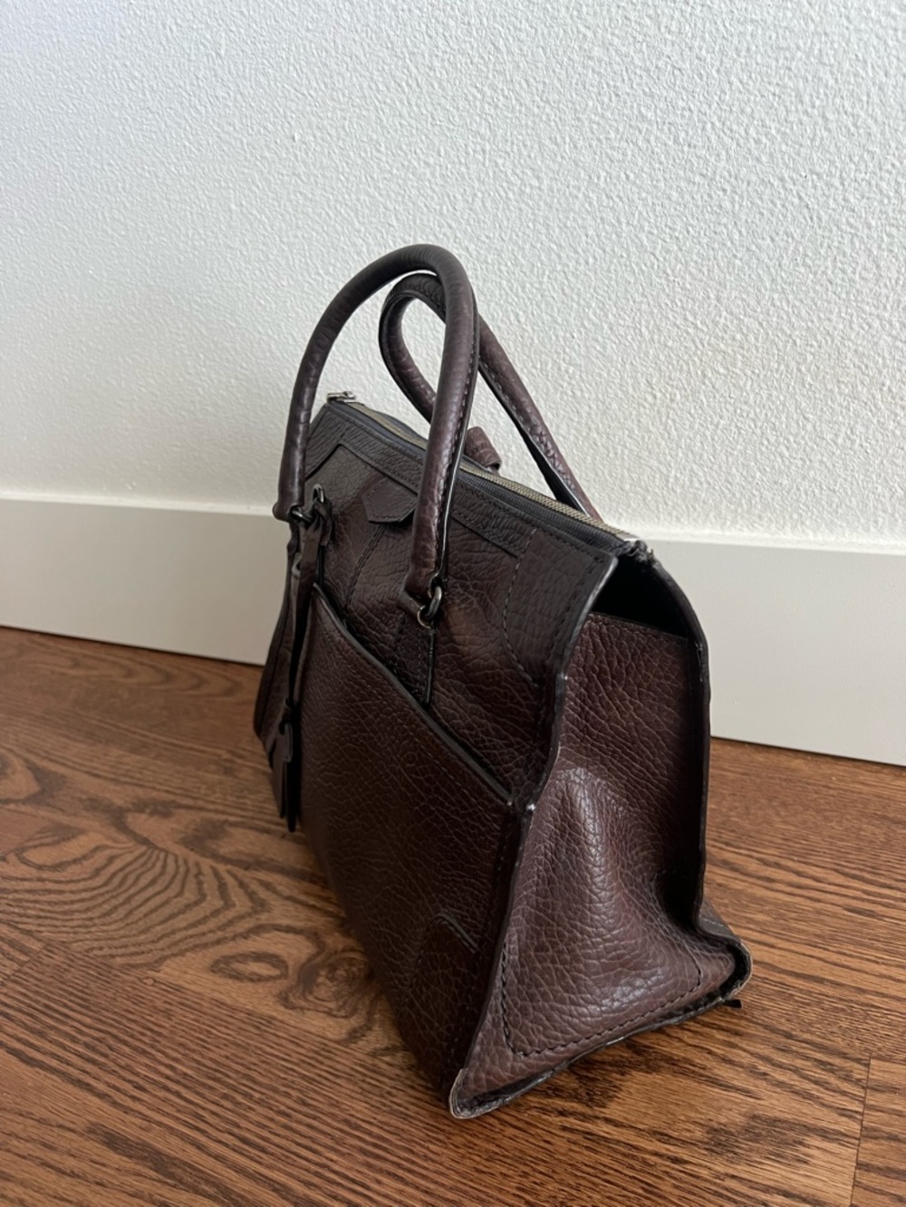 Reed Krakoff Dark Brown Embossed Leather Satchel - Picture 6 of 16